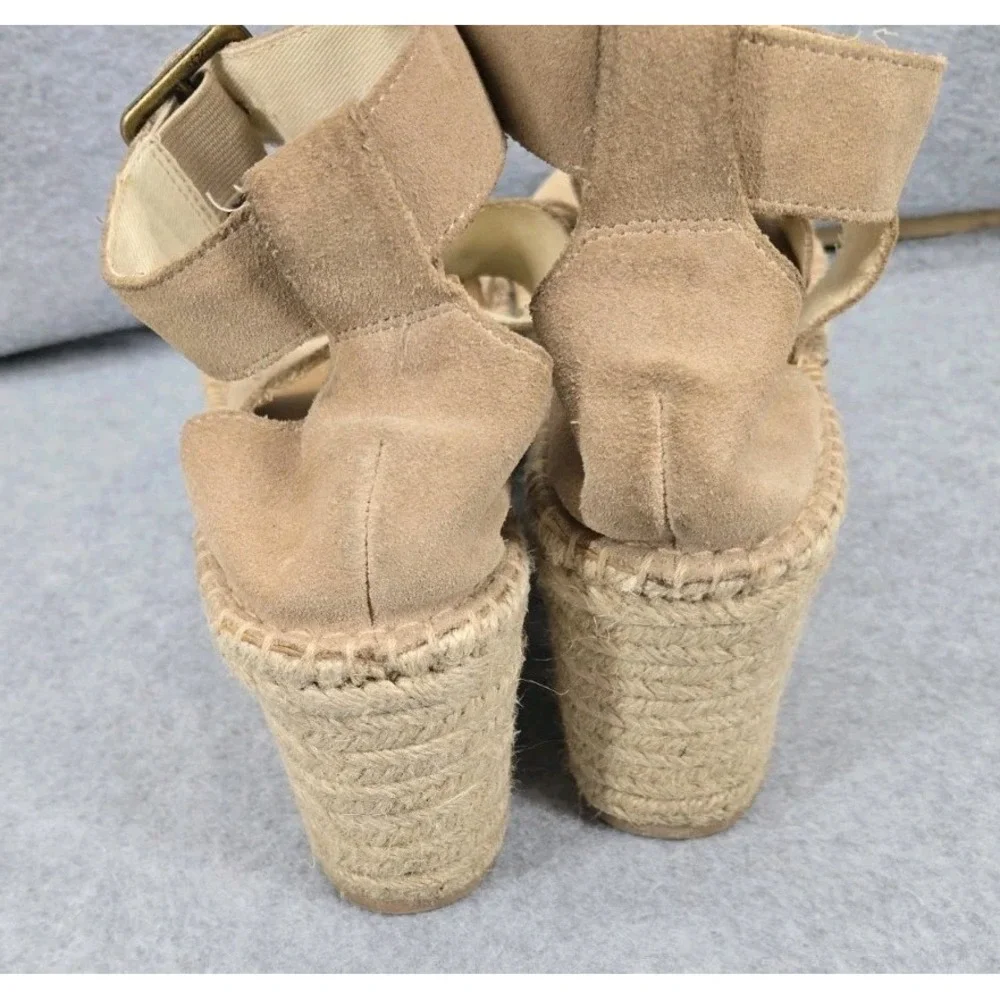 Soludos Suede Platform Espadrille Sandals Wide Strappy Ankle Women's Size‎ 8.5
